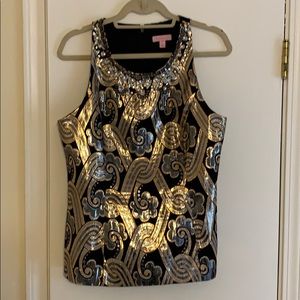 Lilly Pulitzer gold and black metallic top